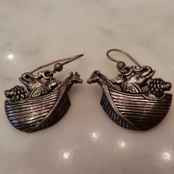 Kabana Silver Noah's Ark Dangle Earrings - Picture 1 of 4
